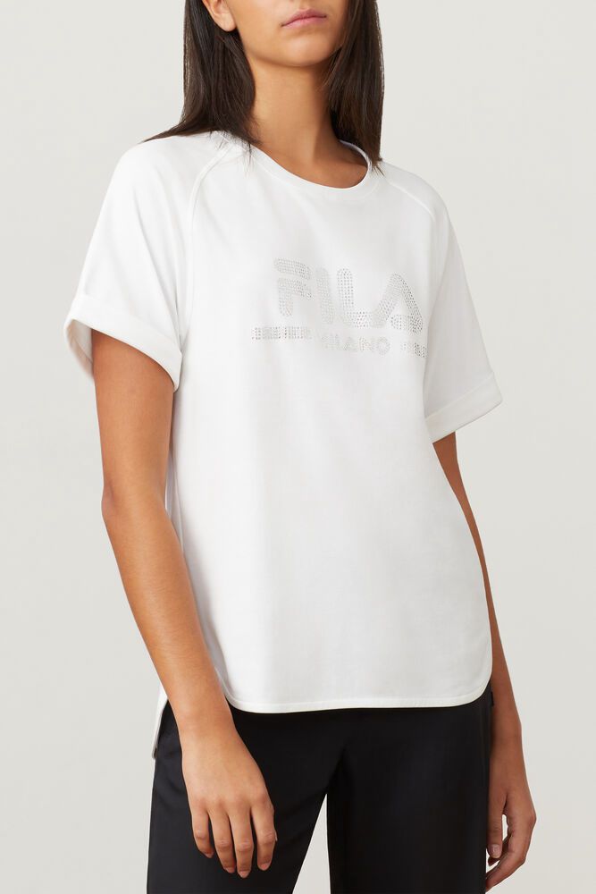 Fila T-Shirt Milano Cotton Womens White - India PCK-358079